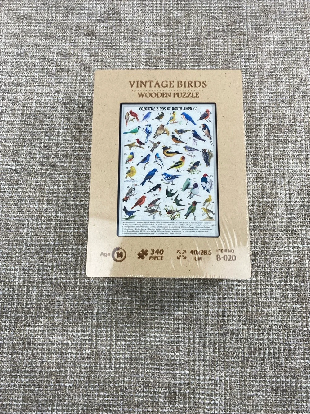 Vintage Birds Wooden Puzzle - Blue, Red, Yellow, Green